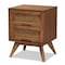 Baxton Studio Barrett Mid-Century Walnut Brown Finished Wood and Synthetic Rattan 2-Drawer Nightstand 192-11298-ZORO - alternate 6